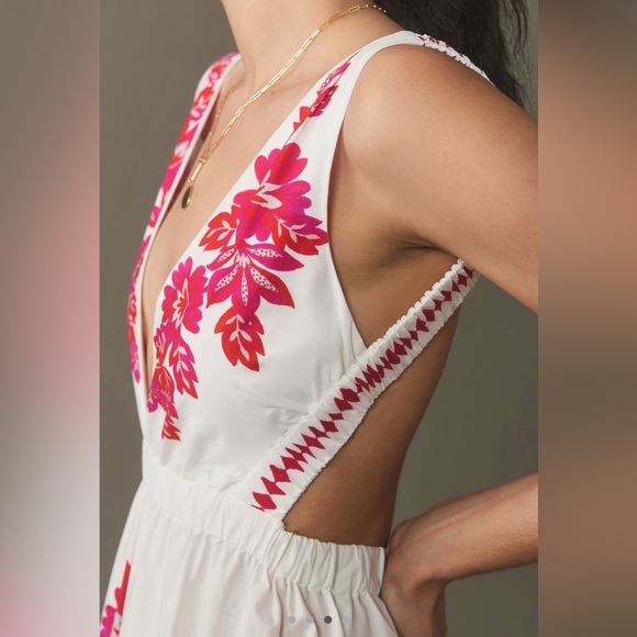 FARM RIO Flowerful Birds Plunge Open-Back Maxi Dress, Small NWT - Picture 3 of 7